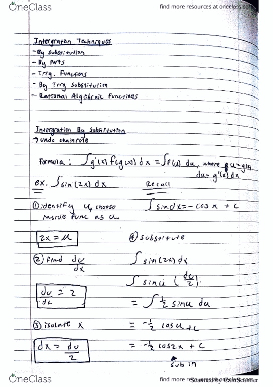 ENGTECH 1MT3 Lecture 4: integration by substitution thumbnail