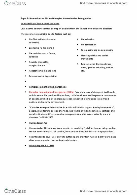 NURS1003 Lecture Notes - Lecture 8: Leptospirosis, Posttraumatic Stress Disorder, Lifestyle Disease thumbnail