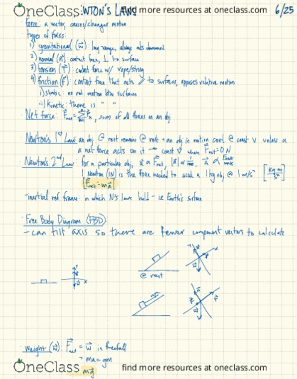PHYSICS 8A Lecture Notes - Lecture 5: Contact Force, Net Force thumbnail