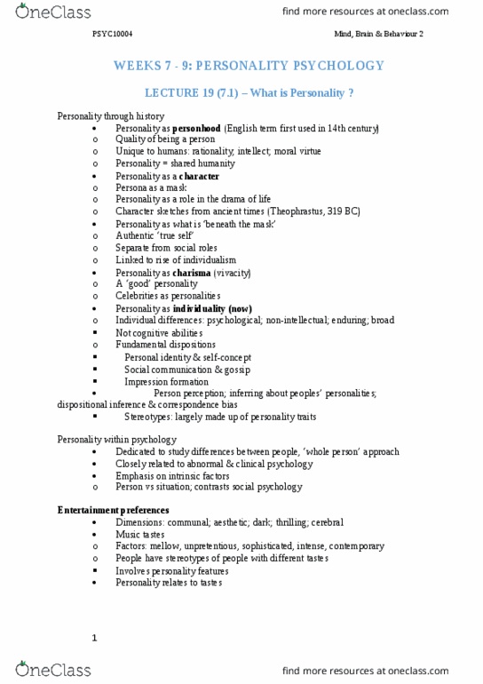 PSYC10004 Lecture Notes - Lecture 19: Relationship Marketing, Conscientiousness, Hans Eysenck thumbnail