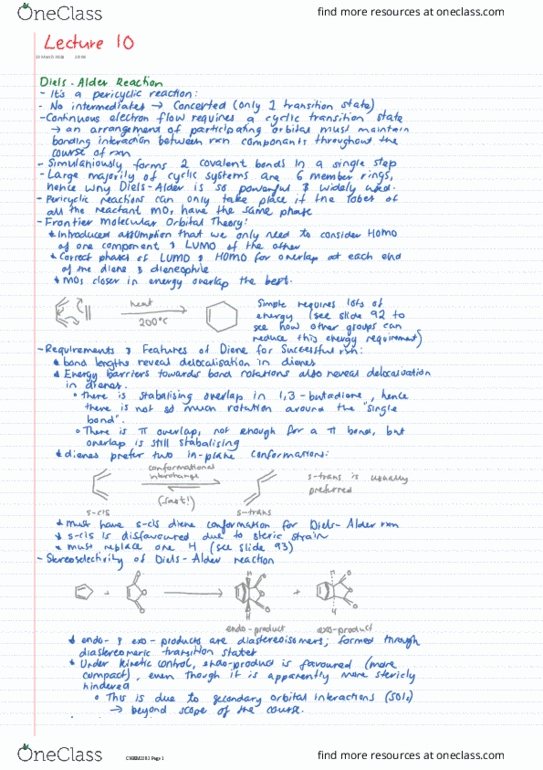 CHEM2202 Lecture 10: CHEM2202, Topic 1 Organic Chemistry - 10 - Diels-Alder Reaction thumbnail
