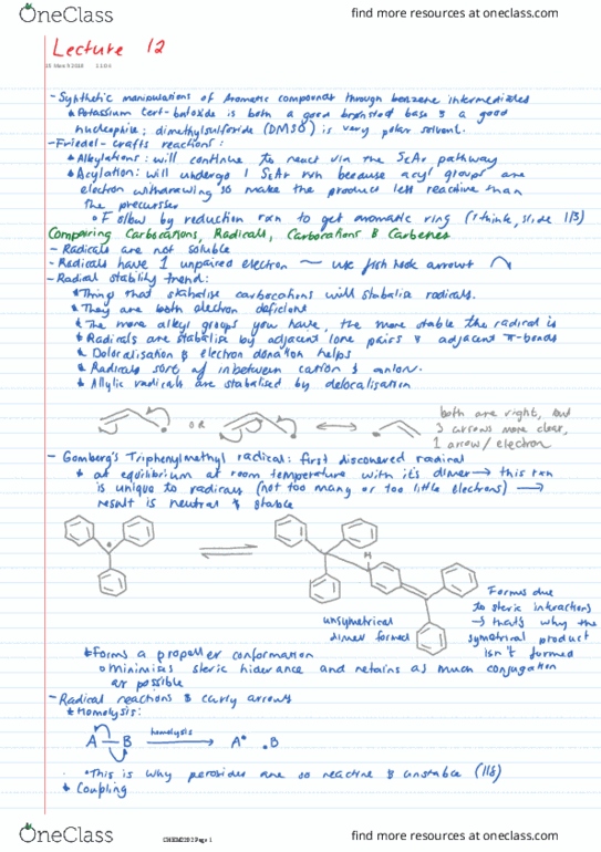 CHEM2202 Lecture 12: CHEM2202, Topic 1 Organic Chemistry - 12 - Comparing Carbocations and Radicals, and Carbocations and Carbenes thumbnail