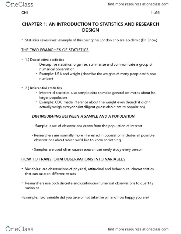 PSYC 1010 Chapter Notes - Chapter 1: Confounding, Statistical Hypothesis Testing, Statistical Inference thumbnail