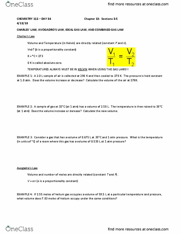 CHEM 24112 Lecture Notes - Lecture 34: Diborane, Torr, Gas Constant thumbnail