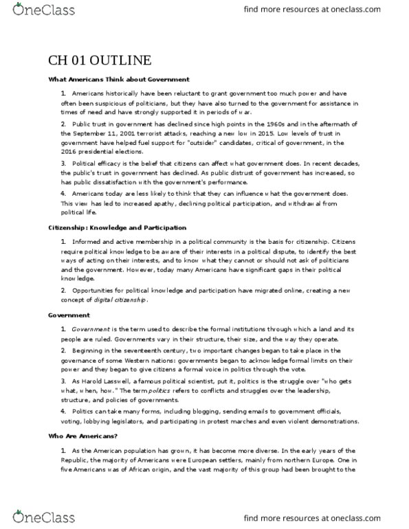 POLS 34102 Lecture 1: CH 01 OUTLINE thumbnail