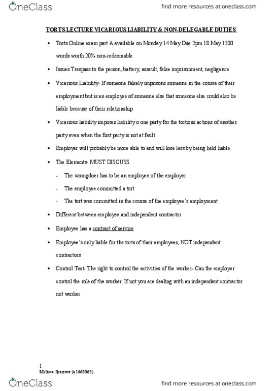 LAW 1507 Lecture Notes - Lecture 8: Royal Prince Alfred Hospital, All England Law Reports, Paraplegia thumbnail