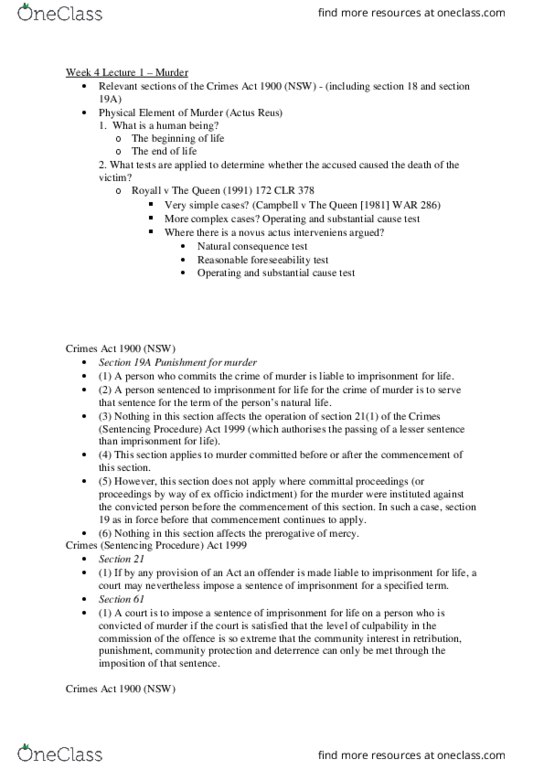 LAWS1206 Lecture Notes - Lecture 4: Well-Founded Relation, Transferred Intent, Nsw Law Reports thumbnail