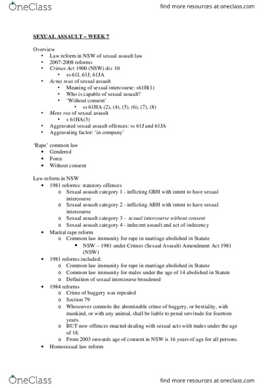 LAWS1206 Lecture Notes - Lecture 7: Nsw Law Reports, Determinative, Cunnilingus thumbnail