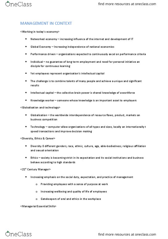 MGC1010 Lecture Notes - Lecture 1: Intellectual Capital, Knowledge Worker thumbnail