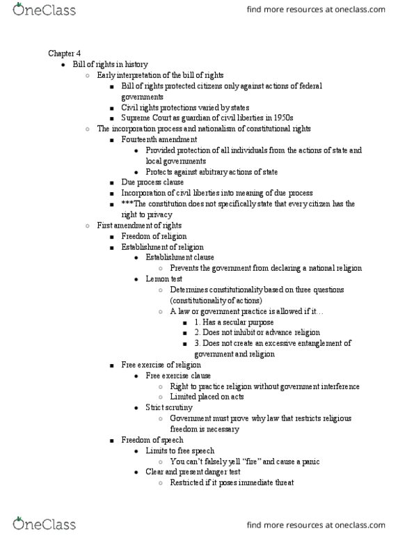 POL 106 Chapter Notes - Chapter 4: Compulsory Process Clause, Sixth Amendment To The United States Constitution, Exclusionary Rule thumbnail