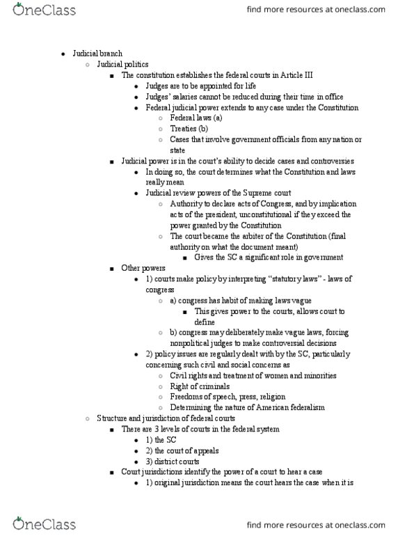 POL 106 Chapter Notes - Chapter 7-11: Appellate Jurisdiction, Political Philosophy, Sonia Sotomayor thumbnail