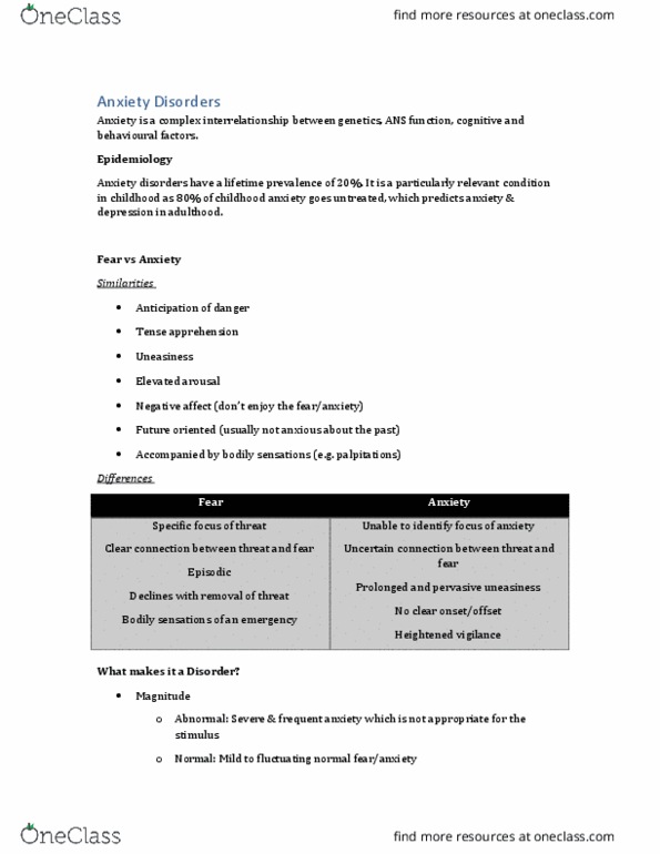 MEDI7111 Lecture Notes - Lecture 13: Panic Disorder, Startle Response, Deskilling thumbnail