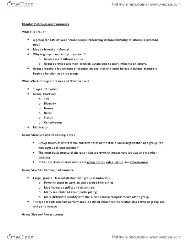 MGM301H5 Lecture Notes - Role Conflict, Social Loafing, Organizational Commitment thumbnail