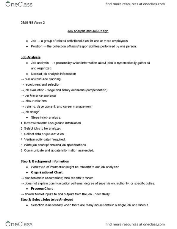 MHR 523 Lecture Notes - Lecture 2: Industrial Engineering, Reasonable Accommodation, Job Design thumbnail