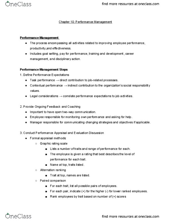 MHR 523 Lecture Notes - Lecture 15: Central Tendency, Performance Appraisal thumbnail