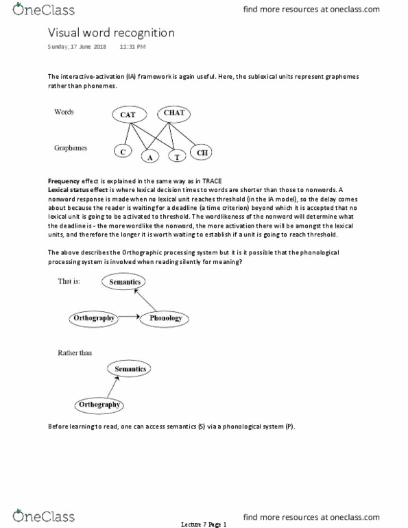 PSYC3331 Lecture Notes - Lecture 7: Phonemic Awareness, Phonics, Dyslexia thumbnail