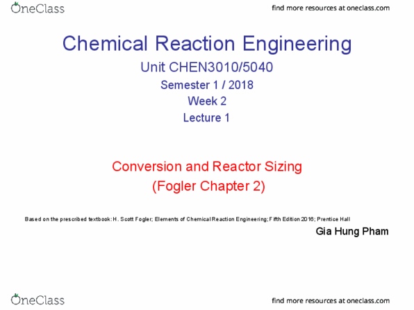 CHEN3010 Lecture Notes - Lecture 2: Hung Pham, Prentice Hall, Reaction Rate thumbnail