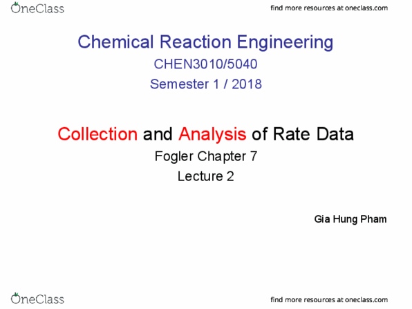 CHEN3010 Lecture Notes - Lecture 8: Rate Equation, Reaction Rate Constant, Nonlinear Regression thumbnail