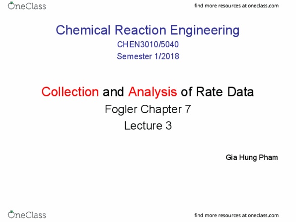 CHEN3010 Lecture Notes - Lecture 9: Rate Equation, Packed Bed, Volumetric Flow Rate thumbnail