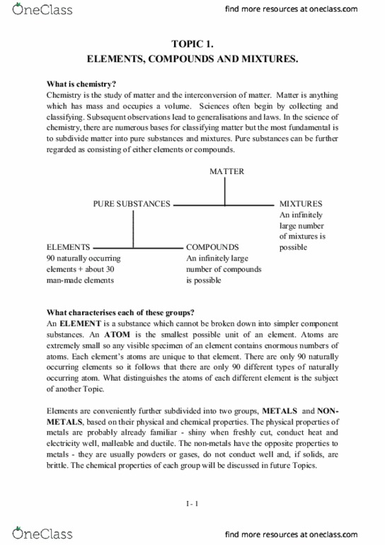 CHEM1011 Lecture Notes - Lecture 1: Thulium, Californium, Molybdenum thumbnail