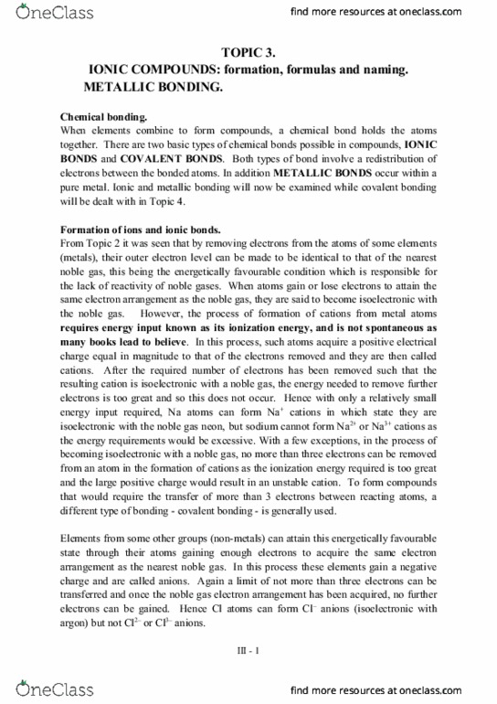 CHEM1011 Lecture Notes - Lecture 3: Rubidium Fluoride, Zinc Sulfide, Barium Sulfide thumbnail