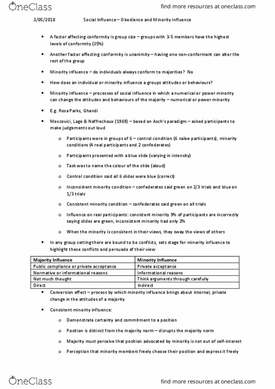 PSYC1001 Lecture Notes - Lecture 24: Cognitive Dissonance, Stanford Prison Experiment, Field Experiment thumbnail