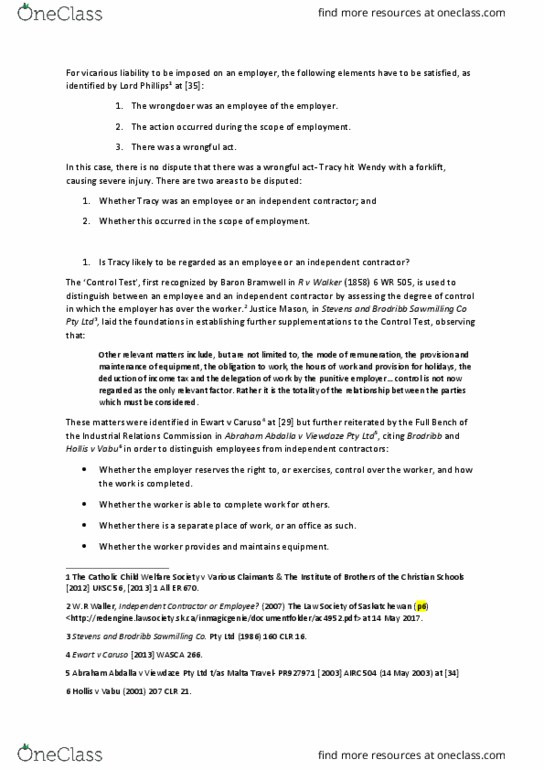 LAWS1003A Lecture Notes - Lecture 11: Wesfarmers, Fair Work Ombudsman, William Gummow thumbnail