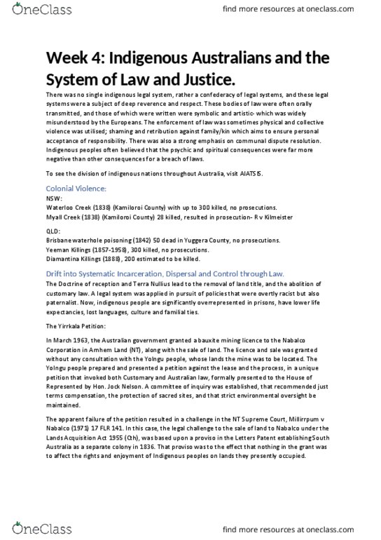 LAWS1001A Lecture Notes - Lecture 4: Legal Fiction, Nunga, Pastoral Lease thumbnail