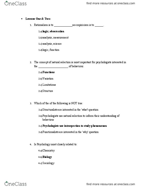 PSYC 100 Lecture Notes - Lecture 1: Scientific Method, Cognitive Psychology, Naturalistic Observation thumbnail