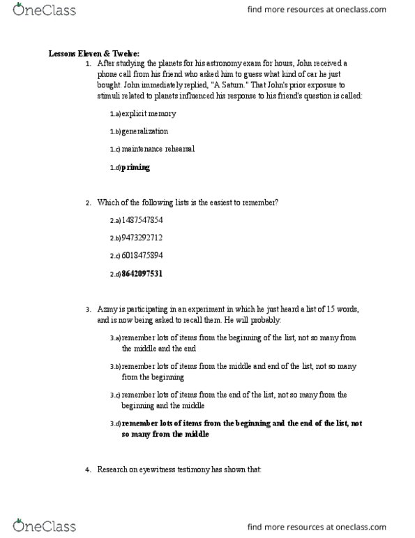 PSYC 100 Lecture Notes - Lecture 11: Henry Molaison, Animal Communication, Phoneme thumbnail