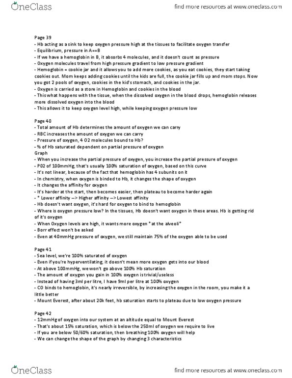 KINE 3012 Lecture Notes - Lecture 7: Partial Pressure, Hemoglobin, Mount Everest thumbnail