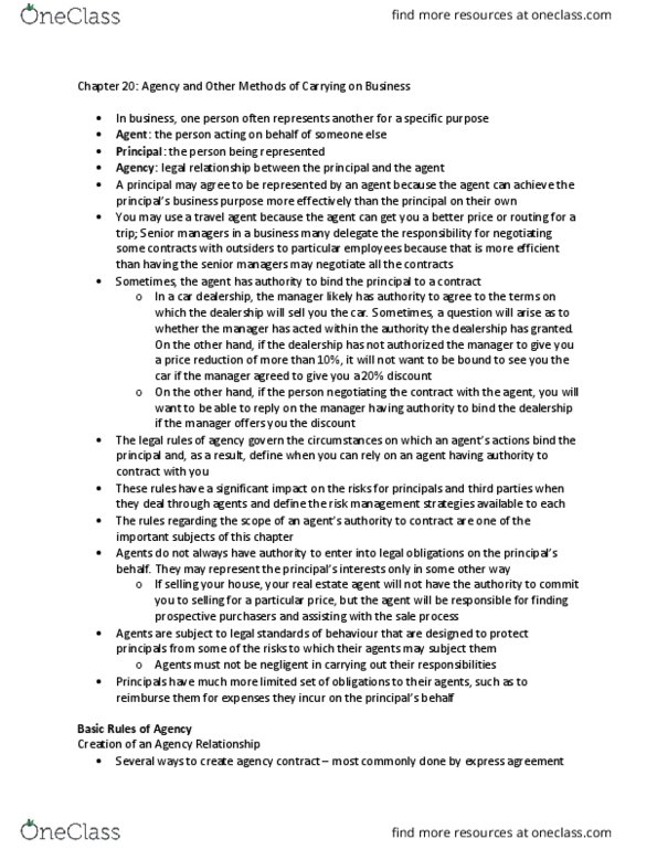 LAW 603 Chapter Notes - Chapter 20: Photocopier, Apparent Authority, Strategic Alliance thumbnail