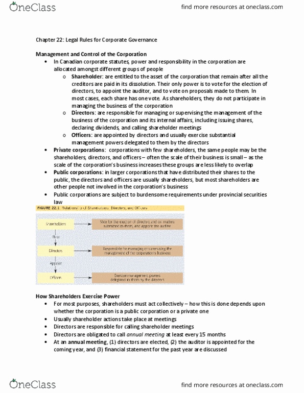 LAW 603 Chapter Notes - Chapter 22: Toronto Stock Exchange, Corporate Liability, Accounting thumbnail