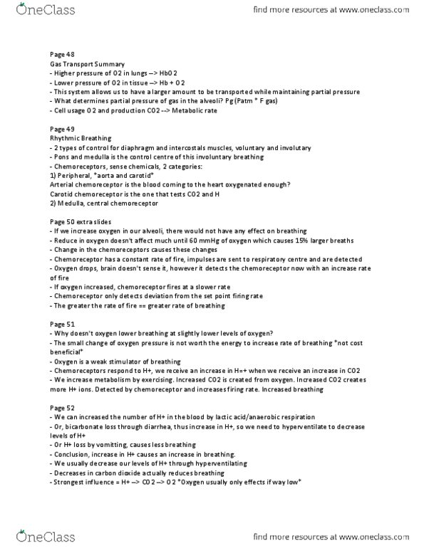 KINE 3012 Lecture Notes - Lecture 9: Peripheral Chemoreceptors, Chemoreceptor, Partial Pressure thumbnail