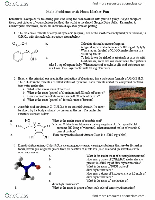 BIS 2A Lecture Notes - Lecture 2: Cengage Learning, N-Nitrosodimethylamine, Molar Mass thumbnail