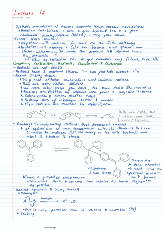 CHEM2202 Lecture 12: CHEM2202, Topic 1 Organic Chemistry - 12 - Comparing Carbocations and Radicals, and Carbocations and Carbenes thumbnail