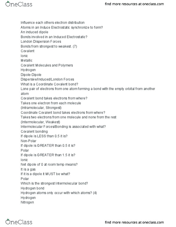CHEM 202 Chapter Notes - Chapter 9: Covalent Bond, Hydrogen Bond, Lone Pair thumbnail
