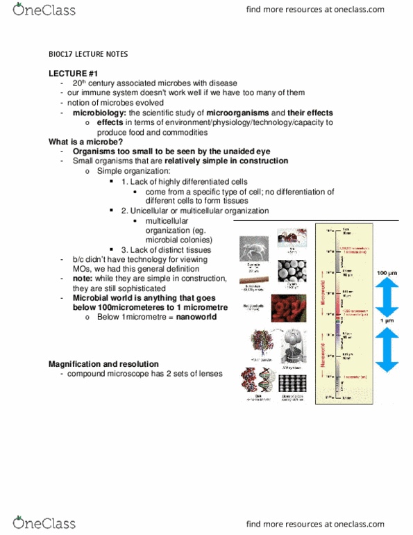 BIOC17H3 Lecture Notes - Lecture 1: Micrographia, Cardiovascular Disease, Electron Microscope thumbnail