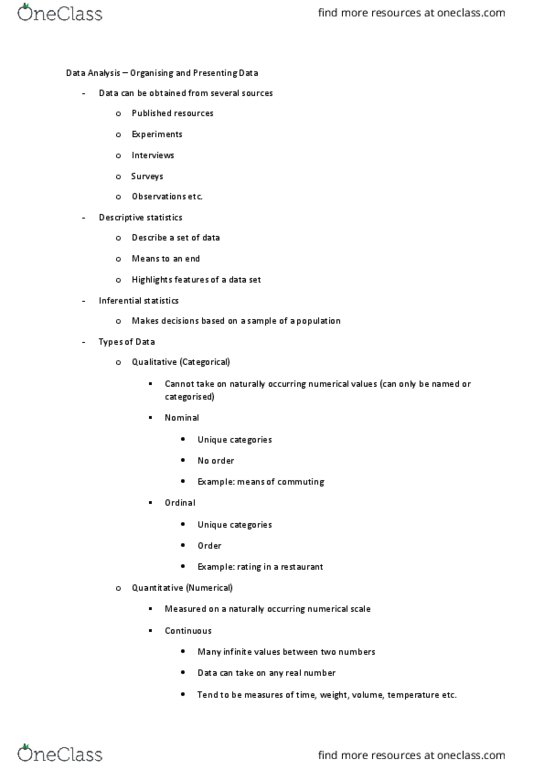 BSB123 Lecture Notes - Lecture 1: Frequency Distribution, Line Graph, Long-Distance Running thumbnail