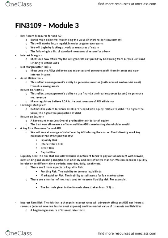 FIN3109 Lecture Notes - Lecture 3: Income Statement, Legal Risk, United States Treasury Security thumbnail