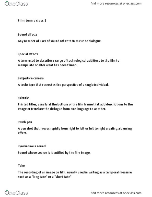 AVT 253 Lecture Notes - Lecture 1: Tracking Shot thumbnail