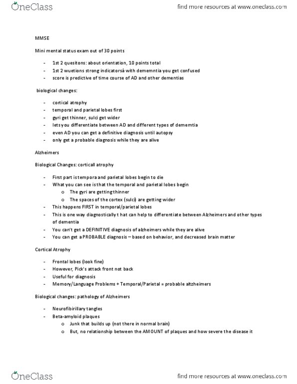 PSYC 207 Lecture Notes - Temporal Lobe, Rabies Virus, Frontal Lobe thumbnail