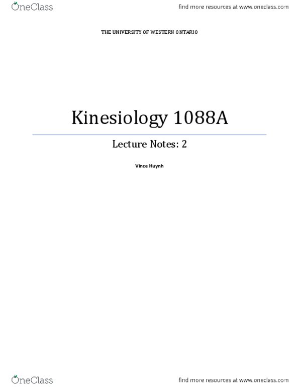 Kinesiology 1080A/B Lecture : Kinesiology 1088A Lecture Notes for Term 2 thumbnail