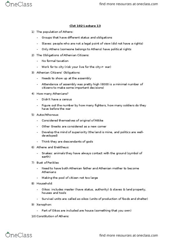 CLST 102 Lecture Notes - Lecture 13: Legal Personality, Pericles thumbnail