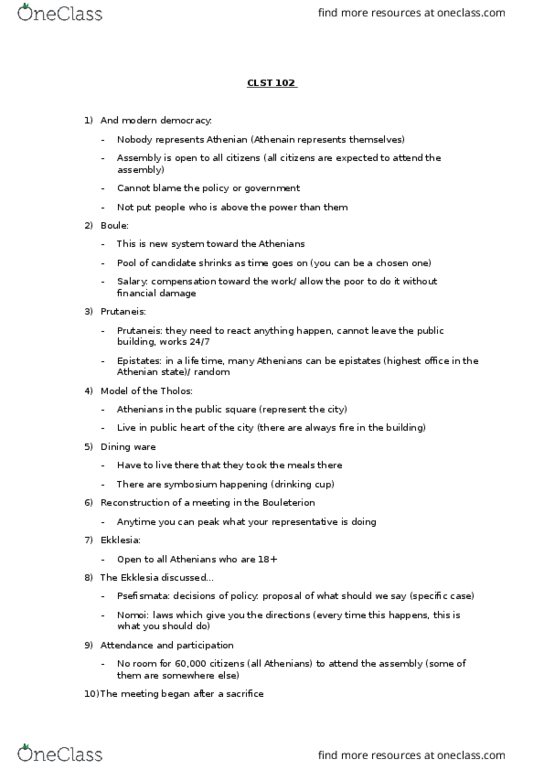 CLST 102 Lecture Notes - Lecture 19: Strategos, Epistates thumbnail