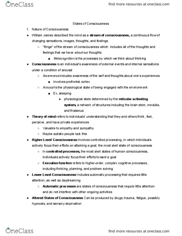 PSYCH 7A Chapter Notes - Chapter 5: Retina, Waking Hours, Cerebral Cortex thumbnail