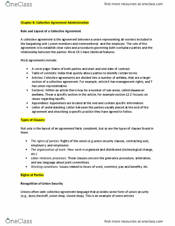 IRE244H1 Chapter Notes - Chapter 8: Job Sharing, Bargaining Unit, Closed Shop thumbnail