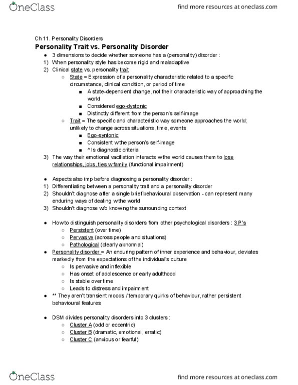 Psychology 2030A/B Chapter Notes - Chapter 11: Partial Hospitalization, Psychopathy Checklist, Job Performance thumbnail