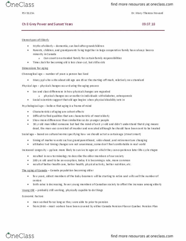 PSY 3123 Lecture Notes - Lecture 9: Canada Pension Plan, Time Clock, Osteoporosis thumbnail