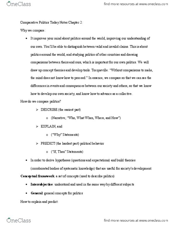 POLI 11 Chapter Notes - Chapter 2: Conceptual Framework, Alexis De Tocqueville, Political Communication thumbnail